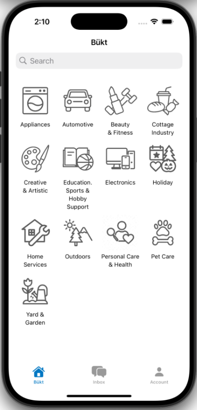 The SideHustle app showing local service listings